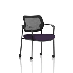 Image of Brunswick Deluxe Mesh Back Black Frame Seat Purple With Arms/Castors