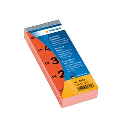 Image of 28 x 56 mm Self Adhesive Number Blocks Red (Pack of 500)