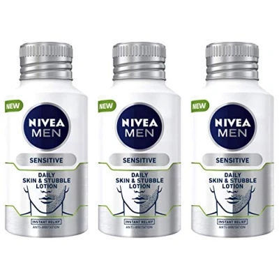 Image of Pack of 3 NIVEA MEN Skin &amp; Stubble Face Moisturiser for Sensitive 125ml