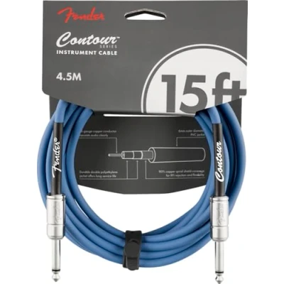 Image of Fender Contour Series Instrument Cable (15ft STR/STR) in Lake Placid Blue