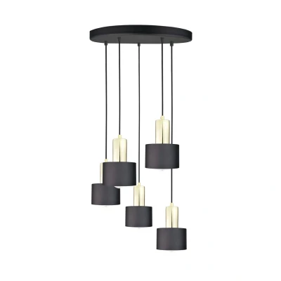 Image of Luce Cluster Pendant Ceiling Light Black, Gold, 45cm, 5x E27