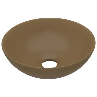 Image of vidaXL Bathroom Sink Ceramic Matt Cream Round