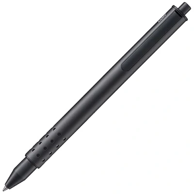 Image of Lamy swift black modest rollerball pen with a smooth writing experience robust metal casing &amp; line width B M 66 refill in blue