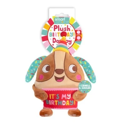 Image of YöL Beige Birthday Invitation Soft Plush Pet Toy Squeaker Dog Puppy Crinkle Effect Stimulating Interactive Play