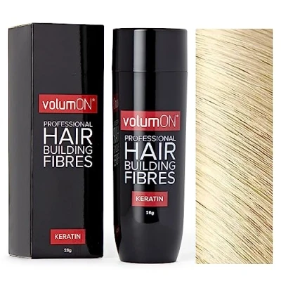 Image of Volumon Professional Hair Building Fibres Loss Concealer KERATIN 28g Get Upto 30 Uses CHOOSE FROM 8 COLOUR SHADES (Blonde)