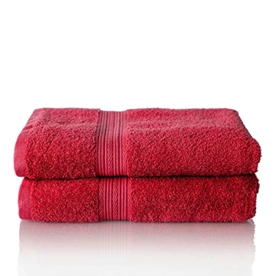 Image of ALCLEAR set of terry hand towels, range soft and highly absorbent OEKOTEX 100 certified, 5 colours &amp; sizes, colour: RED, 2 x towels 50x100 cm