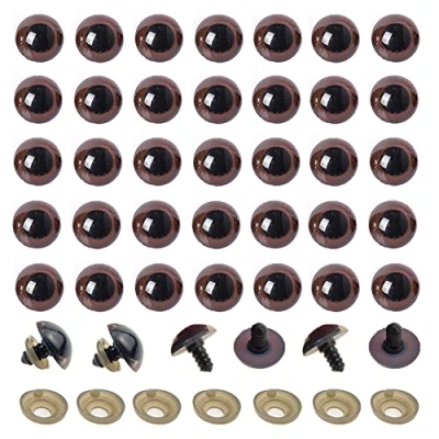 Image of 100Pcs Plastic Safety Eyes Craft with Washer for DIY Teddy Bear Puppet Stuffed Animal (Brown 20mm)