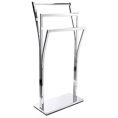 Image of MSV Stainless Steel Towel Rack PILI with 3 Rods, Steel, Multi Colour, 30 x 20 15 cm