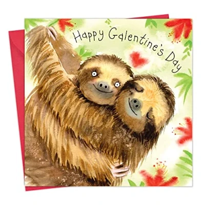 Image of Twizler Galentines Day Card For Her with Sloths Friend Girlfriend Best Gift