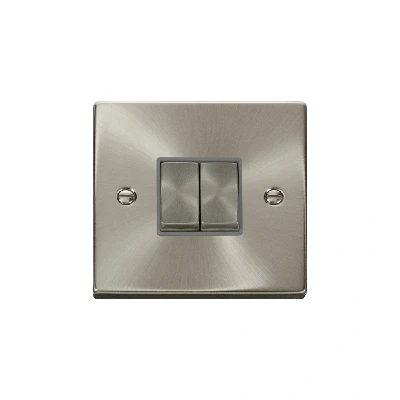 Image of Click Deco 2 Gang Way Ingot 10AX Switch Satin Chrome Grey Inserts