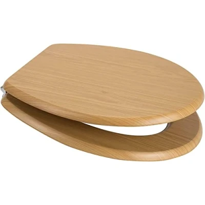 Image of Marco Paul 18&quot; Standard Toilet Seat Universal Adjustable to Fit Most Toilets Oval with Hinges &amp; Parts Bathroom Pine Quick Release Family Wooden MDF (Pine)
