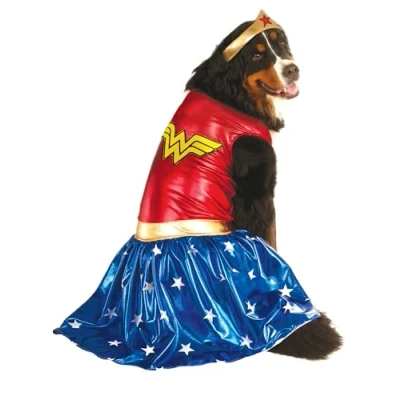 Image of Rubie&#039;s unisex adult 580286 Official Rubie s DC Comic Wonder Woman Pet Dog Costume Super Hero Gift Big Size XXL, Multicolor, XXL UK Halloween