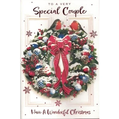 Image of SPECIAL COUPLE CHRISTMAS CARD. TRADITIONAL XMAS DESIGN. 9 X 6 INCHES, XA086