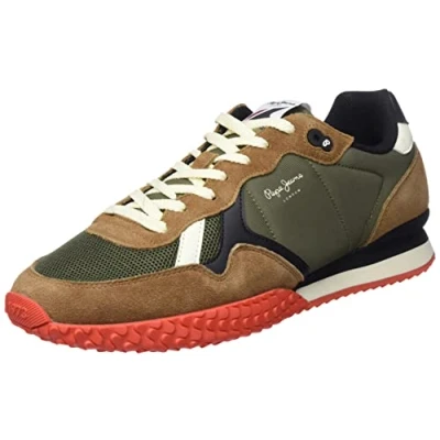 Image of Pepe Jeans Men&#039;s Holland Retro Sneaker, 765KHAKI Green, 11 UK