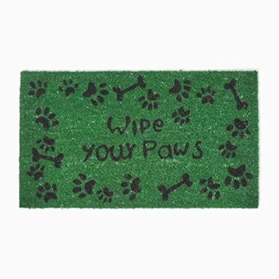 Image of HOMESCAPES Door Mat Wipe your Paws 40 x 70 cm 100% Natural Coir Indoor and Outdoor Doormat Perfect for Homes with Dogs or Cats