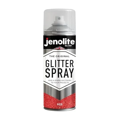 Image of JENOLITE Glitter Spray Paint RED 400ml Multi Surface Ideal for Artistic Projects : Perfect Picture Frames, Mirrors, Ornaments &amp; Crafting