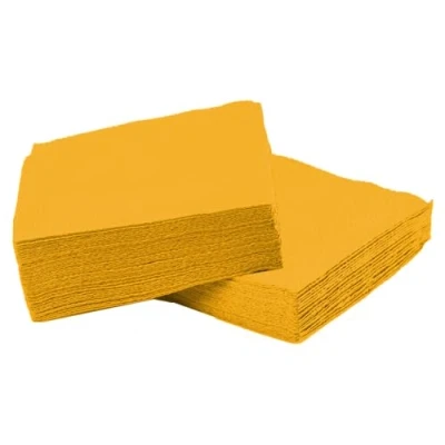 Image of Yellow Napkins 100 4 Fold 2 ply 33 x 33cm Luncheon for Parties and Events Serviettes Strong, Durable Sleek Napkin