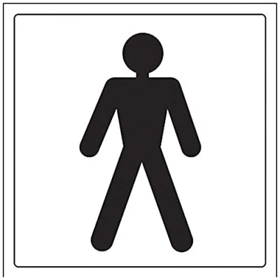 Image of V Safety Gents/Male Toilet Door Sign 200mm x Self Adhesive Vinyl