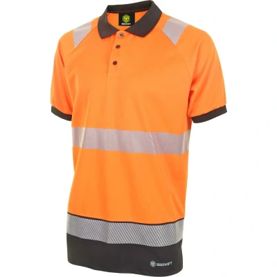 Image of Hivis Two Tone Polo Shirt Short Sleeve Orange / Black XXL