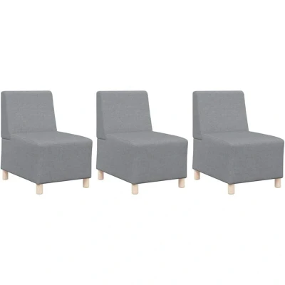 Image of vidaXL Sofa Chair 3 pcs Light grey 55 x 74 82 cm Fabric