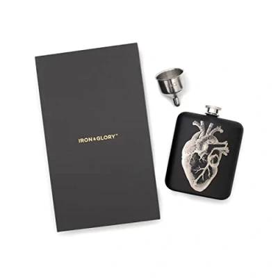 Image of Iron &amp; Glory Hip Flask Funnel Discrete Flasks For Men Drinking Accessories To Smuggle Your Booze Laser Engraved Alcohol Or Whiskey Gifts Wedding Groomsmen