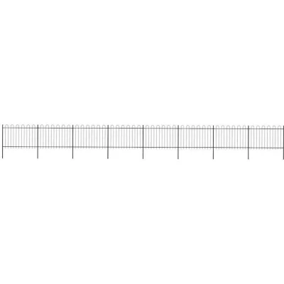 Image of vidaXL Garden Fence with Hoop Top Steel 13.6x1.2 m Black