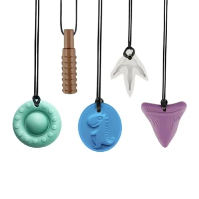 Image of Sensory Chew Necklaces for Kids, Toys Silicone Chewy Necklace Teething Baby