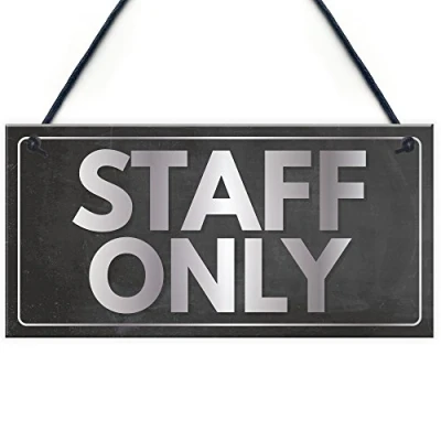 Image of RED OCEAN Staff Only Hanging Plaque Door Shop Wall Office Retail Restaurant Bathroom Toilet Sign