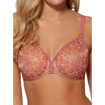 Image of Gossard Glossies Leopard 13101 BPT Women&#039;s Blush Print Non Padded Underwired Full Cup Bra 34A