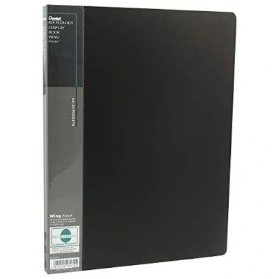 Image of Pentel Recycology Wing Presentation Display Book A4 20 Pocket DCF442AI Black, Pack of 1