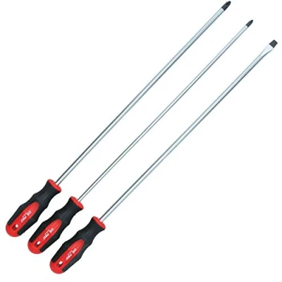Image of 3pc Extra Long Screwdriver Set with Flat Pozi + Phillips Total Length 500mm