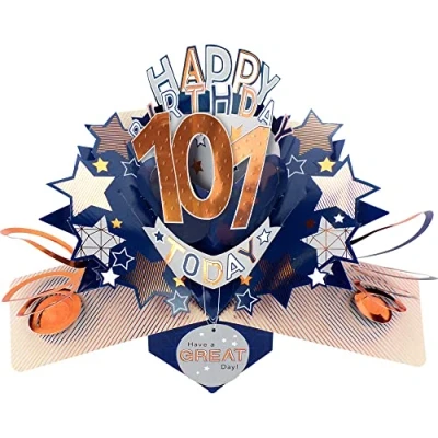 Image of Happy 101st Birthday 101 Today Pop Up Greeting Card Love Kate&#039;s Cards Him POP204MC101