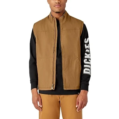 Image of Dickies, Men&#039;s, SHERPA LINED DUCK VEST, BROWN DUCK, XL