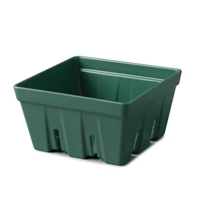 Image of Zeal Fridge Storage Box for Fruits and Berries, Melamine Kitchen Container Wash Serve Berry Colander Box, Large 15cm (Forest Green)