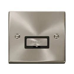 Image of Click Deco VPSC750BK Satin Chrome 13A Unswitched Fused Spur Black Insert …