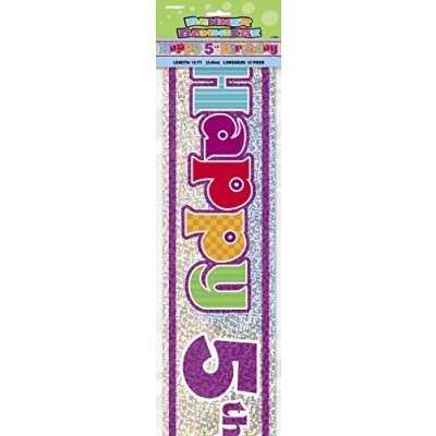 Image of Unique Party 10856 12ft Prism Happy 5th Birthday Banner