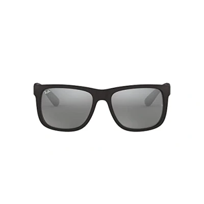 Image of Ray Ban Justin Sunglasses, Men&#039;s, Size: 55, Black/grey mirror