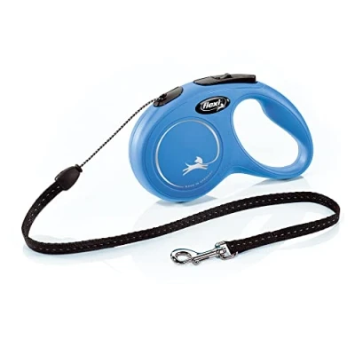 Image of FLEXI® New Classic Retractable Dog Leash (Cord), Ergonomic, Durable and Tangle Free Pet Walking for Dogs Up to 26 lbs, 16 ft, Small, Blue