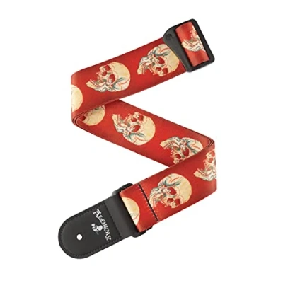 Image of D&#039;Addario Accessories Guitar Strap Electric Strap, Acoustic &amp; Bass Alchemy Live Life Skull