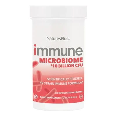 Image of NaturesPlus Immune Microbiome 10 Billion CFU Support Probiotic Supplement 19 Strains, Prebiotics and Vitamin D3 Vegan, Gluten Free 30 Capsules