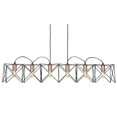Image of Anthea 6 Light Ceiling Pendant Bar Black, Copper, E27