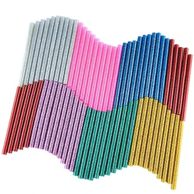 Image of KUUQA 70 Pcs Glitter Hot Melt Glue Adhesive Sticks for DIY Art Craft 7 x 100mm (7 Colors)
