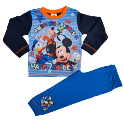 Image of Disney Boys Mickey Mouse, Donald Duck, Pluto Awesome Friends Pyjamas. Ages 18 Months To 5 Years (4 Years) Blue