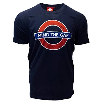 Image of GWCC Licensed TFL101MTGN Unisex Mind The Gap Underground London T Shirt Navy 2XL
