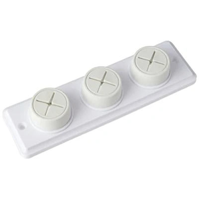 Image of Merriway BH05865 Rubber Push In Triple Towel Cloth Holder Screw Fix White
