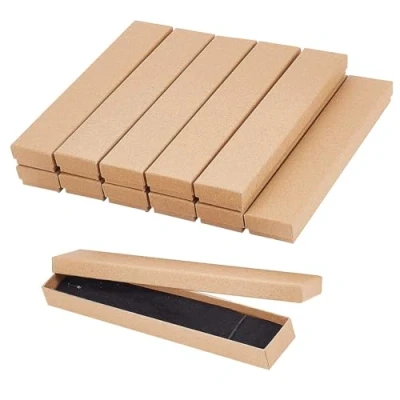 Image of NBEADS 12 Pcs Cardboard Jewelry Box, Rectangle Bracelet Gift Box Long Necklace Case for Earrings Chain Presentation, Mother&#039;s Day, Christmas, Birthday Packaging Tan, 21x4x2cm