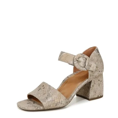 Image of Vionic Women&#039;s Chardonnay Heeled Sandal, Oatmeal Snake Leather, 6.5 UK
