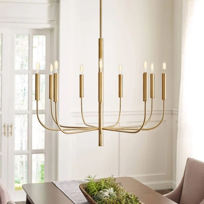 Image of Brianna 9 Light Chandelier, Burnished Brass, E14