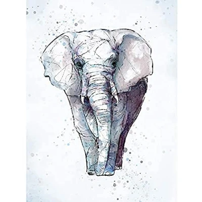 Image of Wee Blue Coo African Elephant Watercolour Unframed Wall Art Print Poster Home Decor Premium