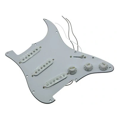 Image of KAISH Loaded Strat Pickguard Pre wired ST SSS with Alnico Pickups White 3 Ply